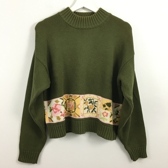 Aeropostale Sweaters - Vintage Aeropostale Cottagecore Floral Green Sweater Size M